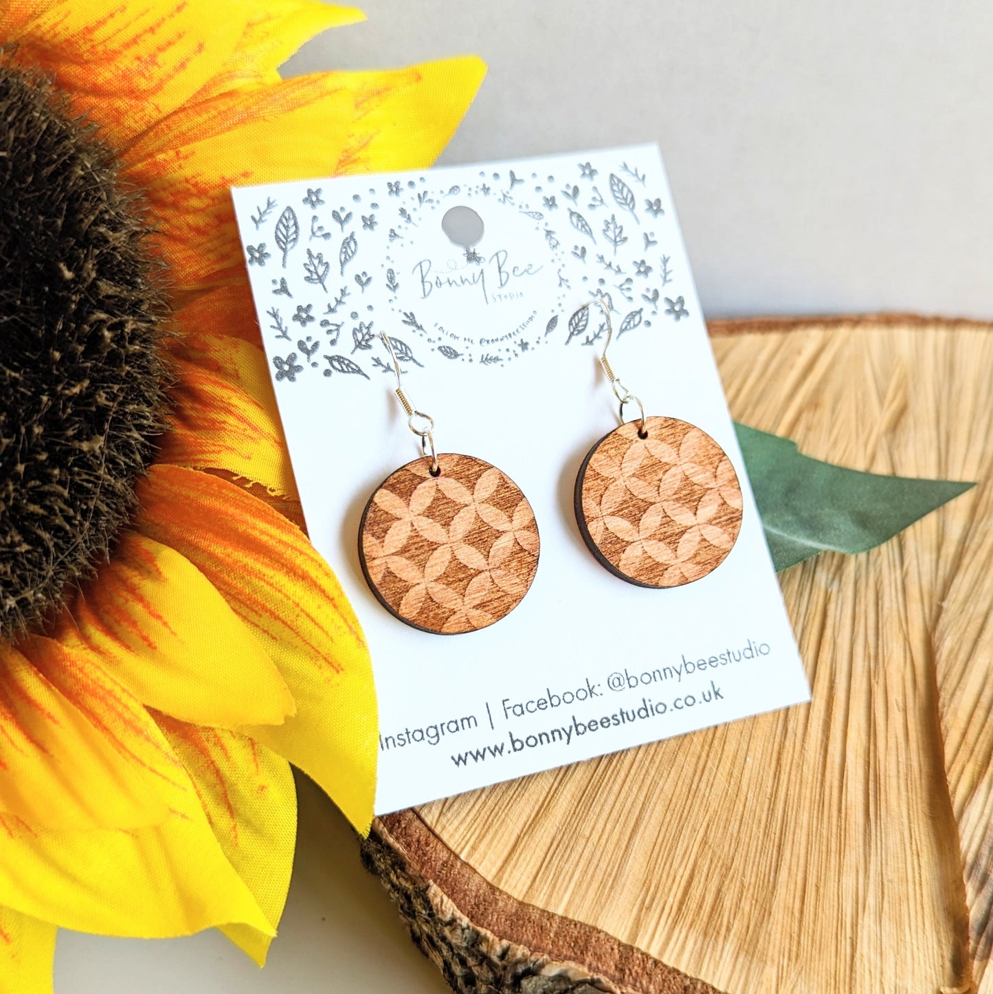 Art Deco Wooden Dangle Earrings image 0