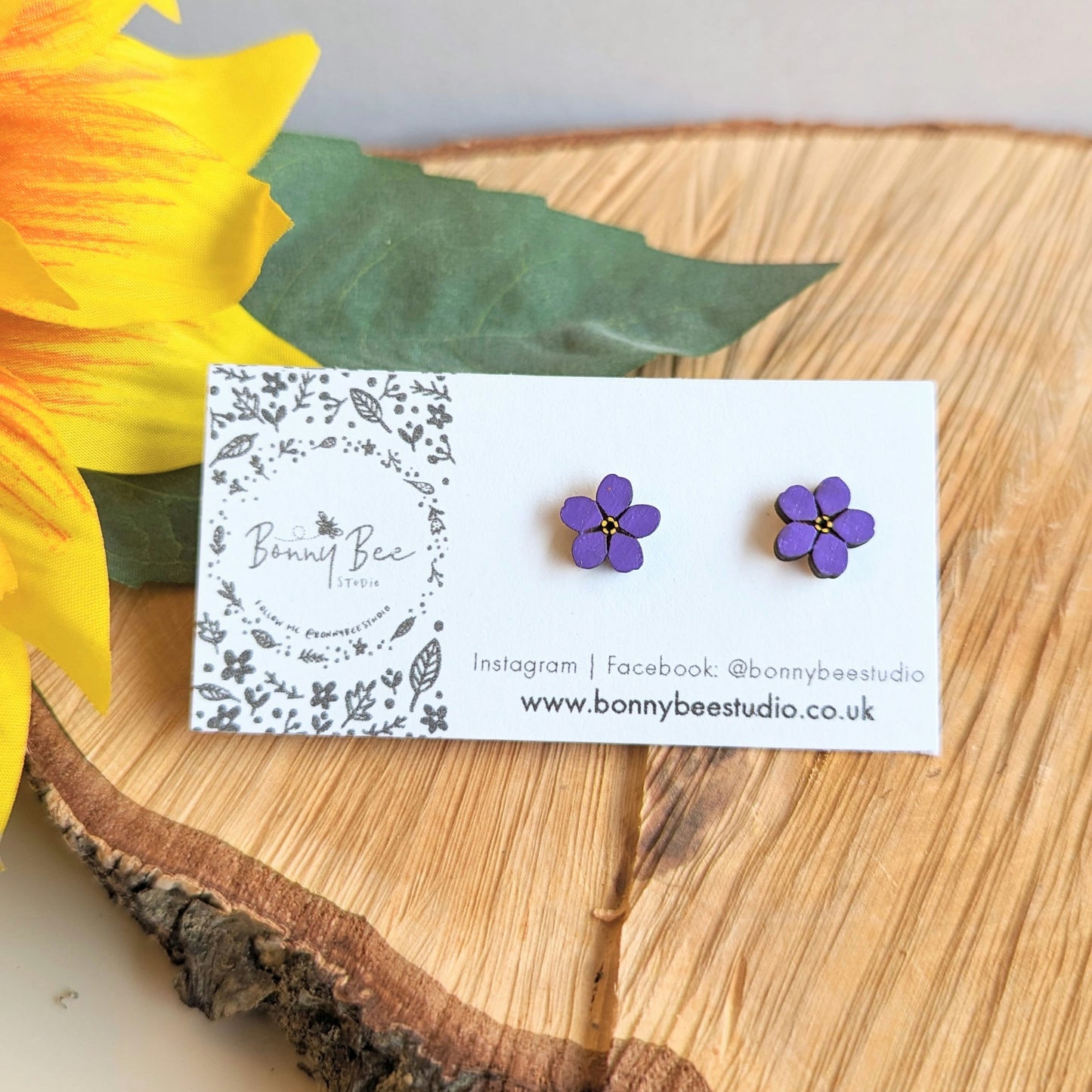 Primrose Floral Wooden Stud Earrings image 1