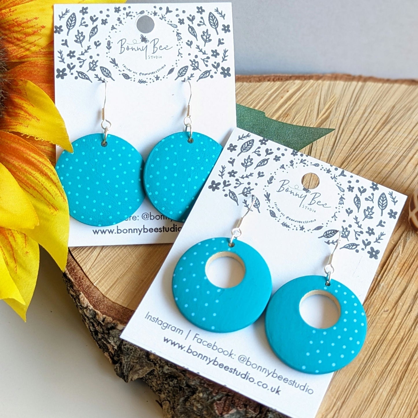 Dotty Wooden Dangle Earrings image 0