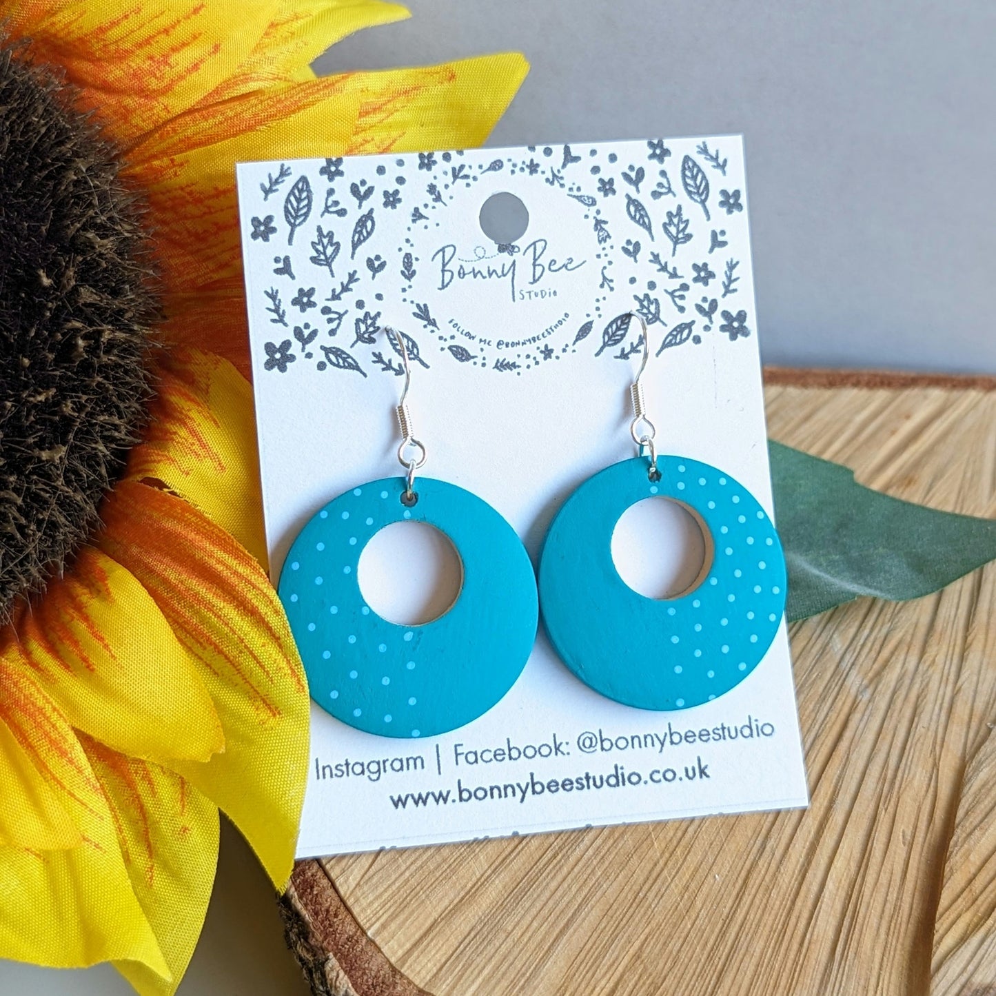 Dotty Wooden Dangle Earrings image 2