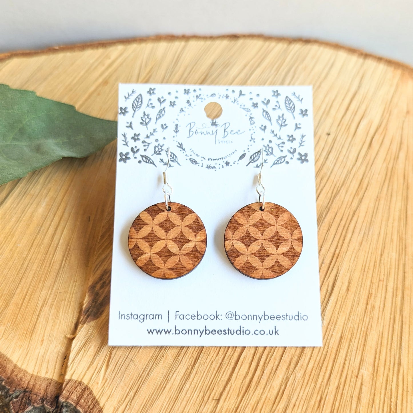 Art Deco Wooden Dangle Earrings image 2