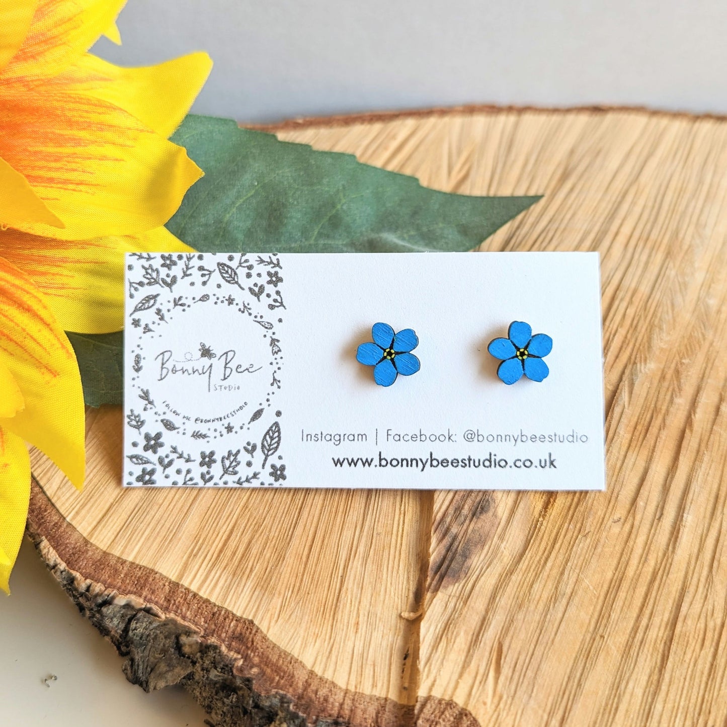 Primrose Floral Wooden Stud Earrings image 0