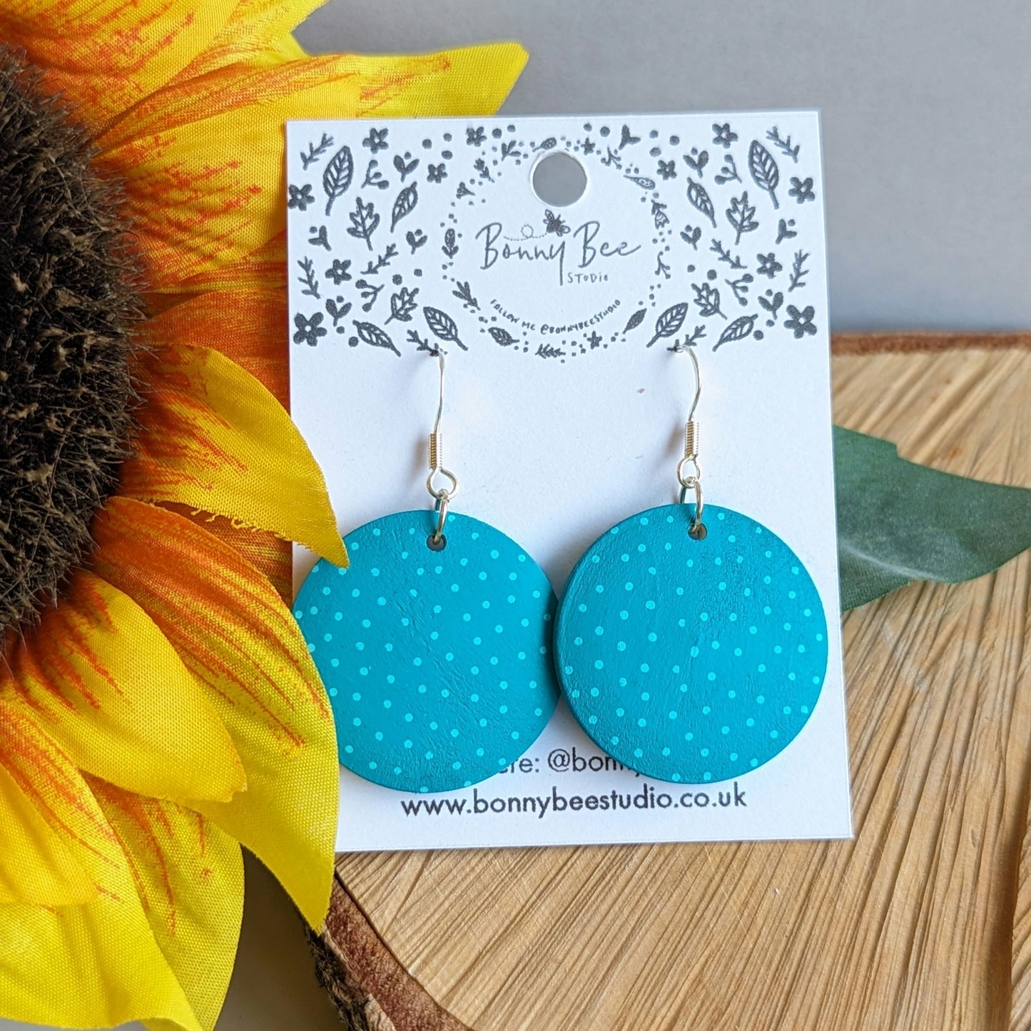 Dotty Wooden Dangle Earrings image 1