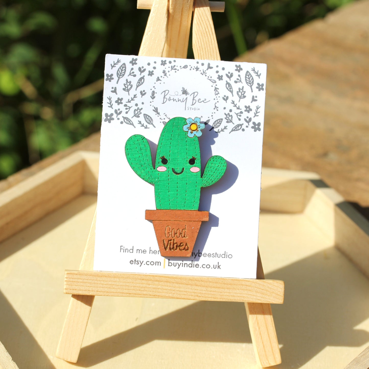 Cactus Wooden Pin Brooch image 2