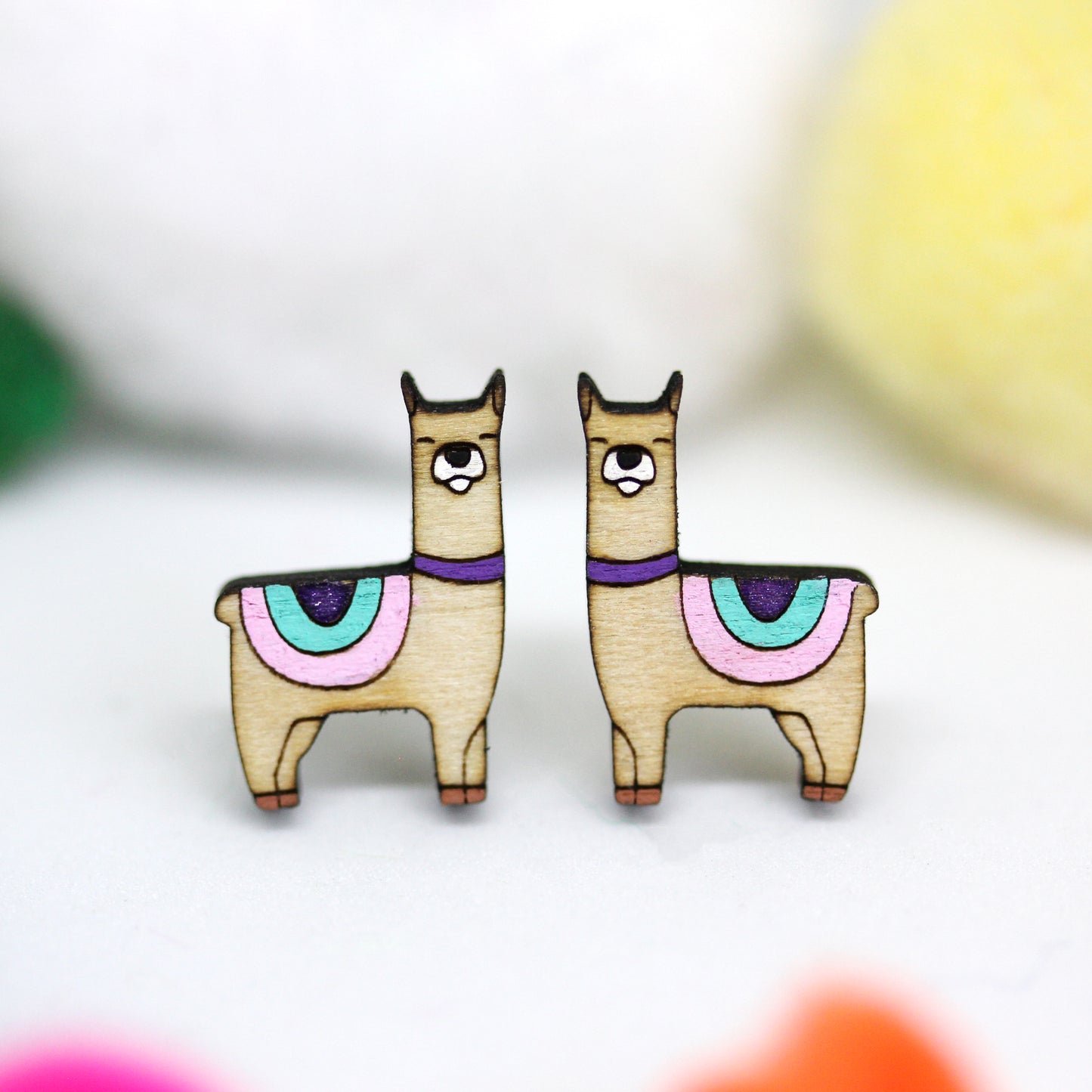 Lottie Llama Wooden Stud Earrings image 0
