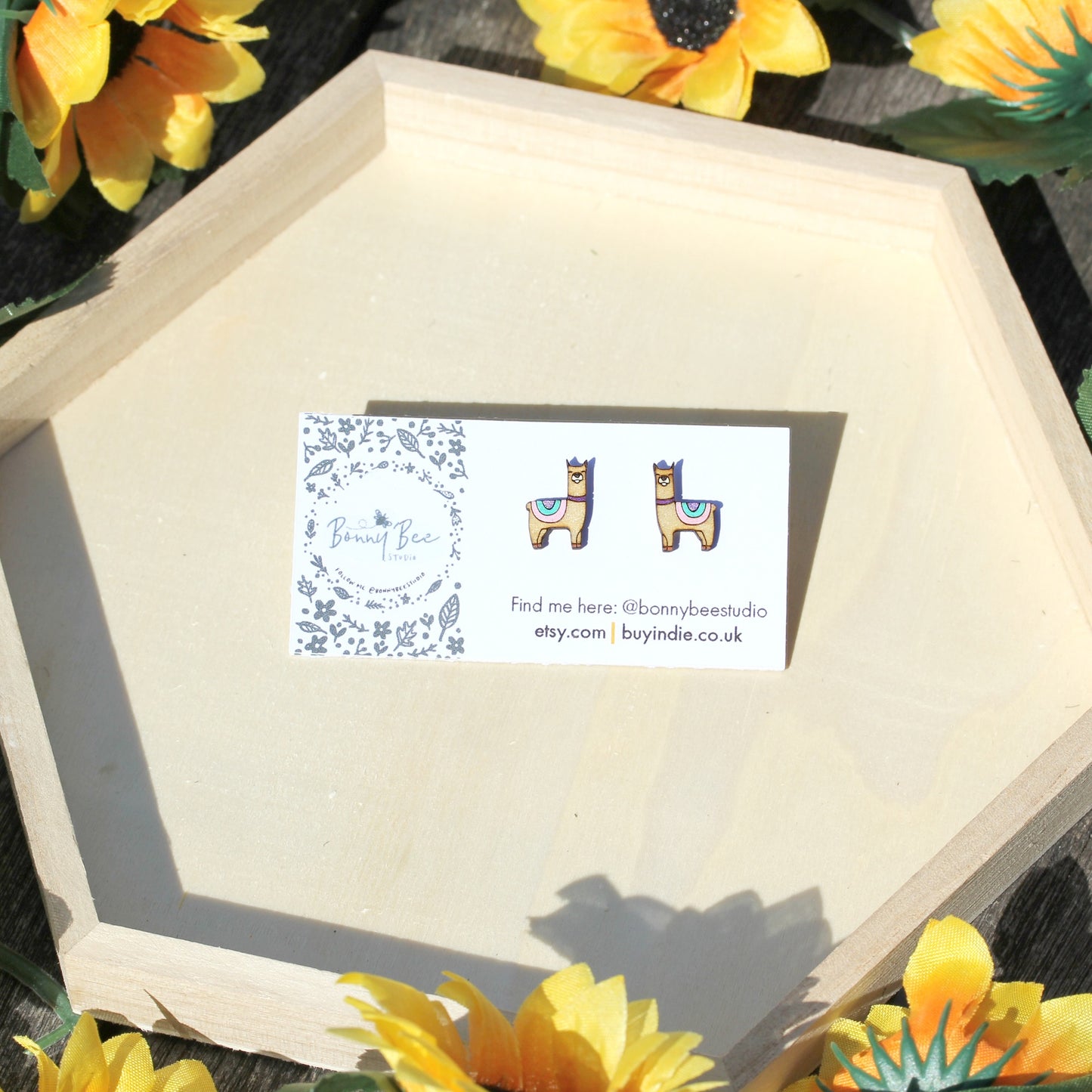 Lottie Llama Wooden Stud Earrings image 1