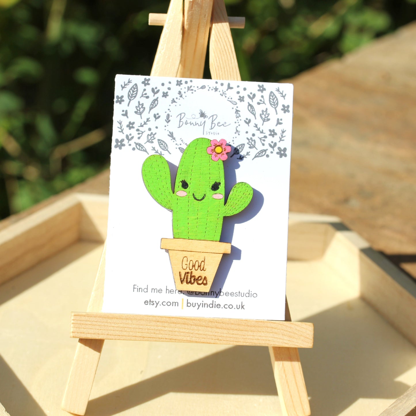 Cactus Wooden Pin Brooch image 3