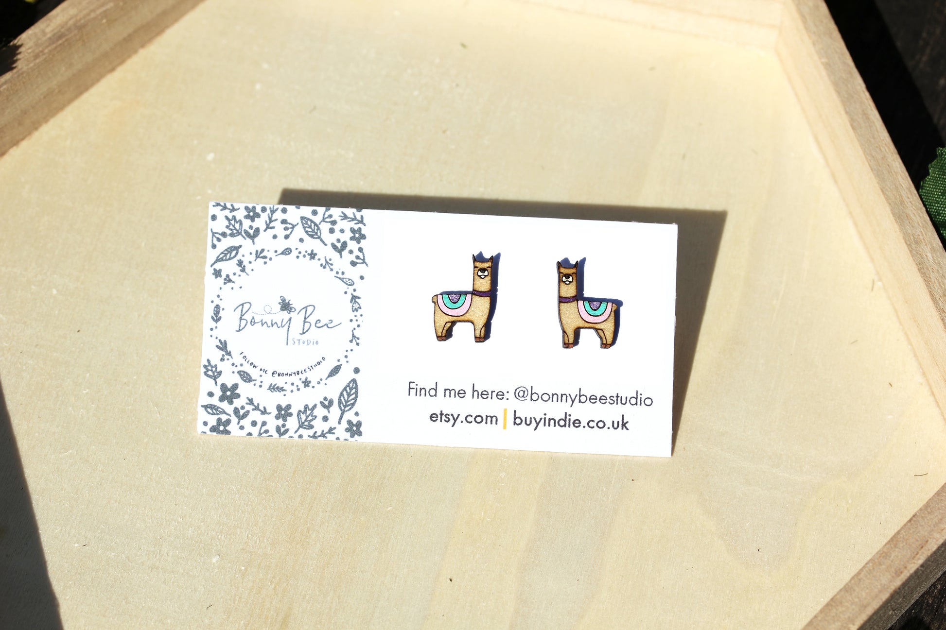 Lottie Llama Wooden Stud Earrings image 2